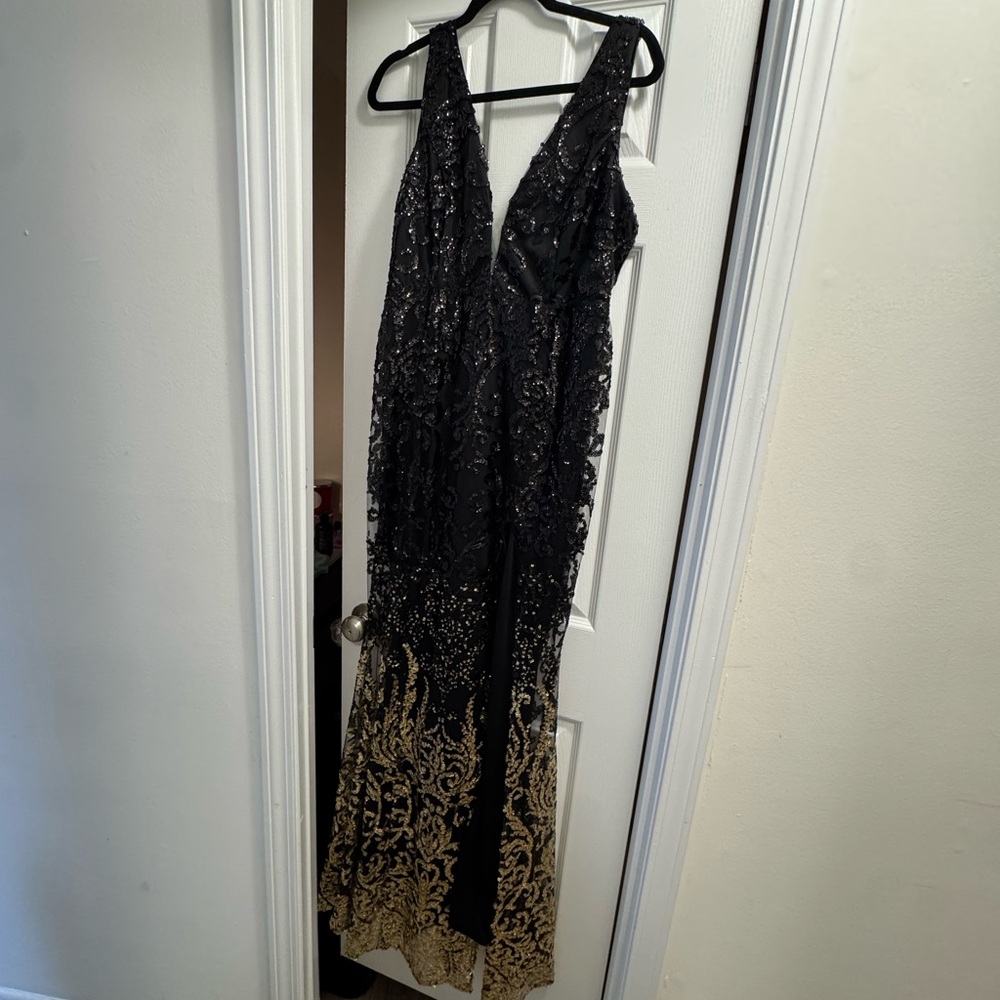 Fashion Nova Black and Gold Gala Dress